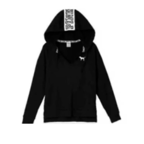 Victoria’s Secret PINK Nation Black Split Neck Hoodie Small - Picture 10 of 10